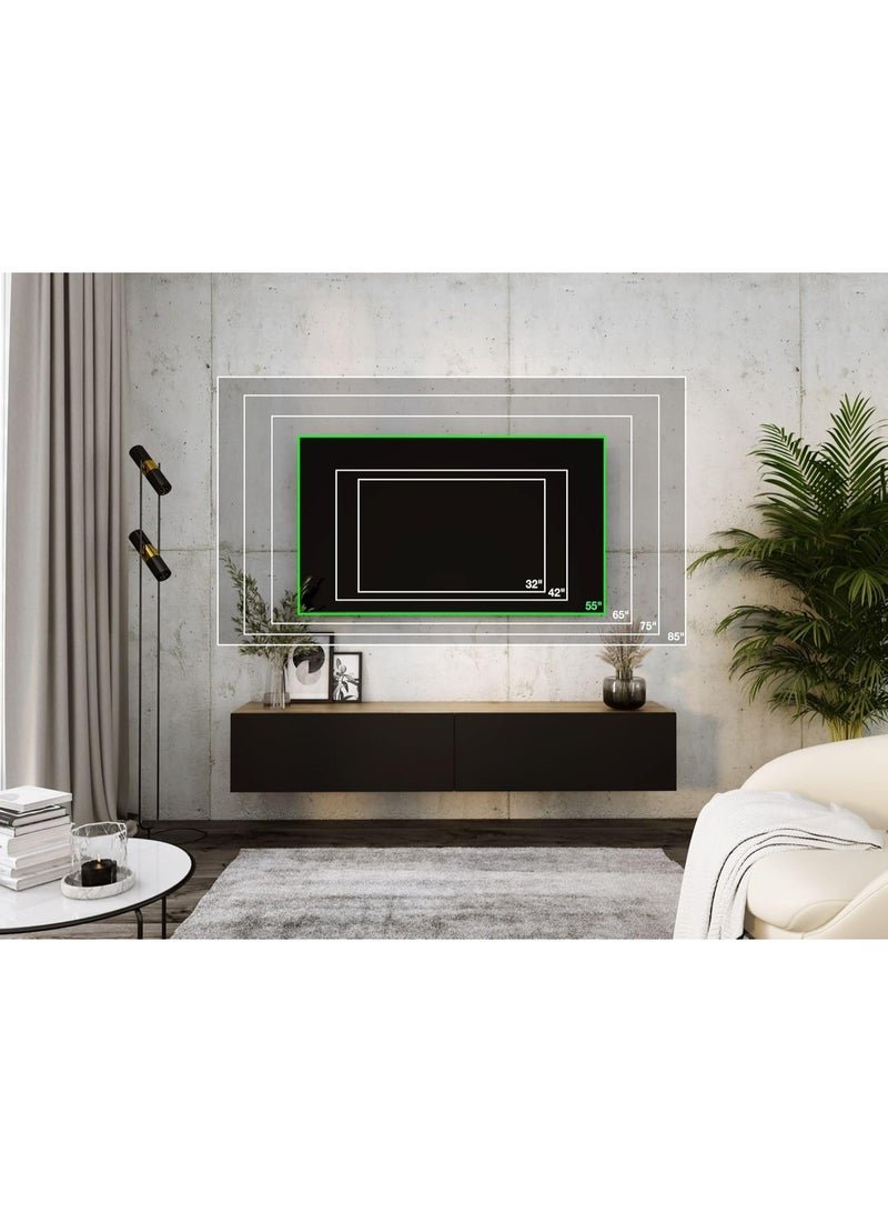 3E 3xE living.com Hanging TV Unit, D: L: 170 cm, H: 34 cm, D: 32 cm. TV Storage, Wall TV Unit, TV Table, TV Stand, WOTAN OAK/Matt Black - Image 5